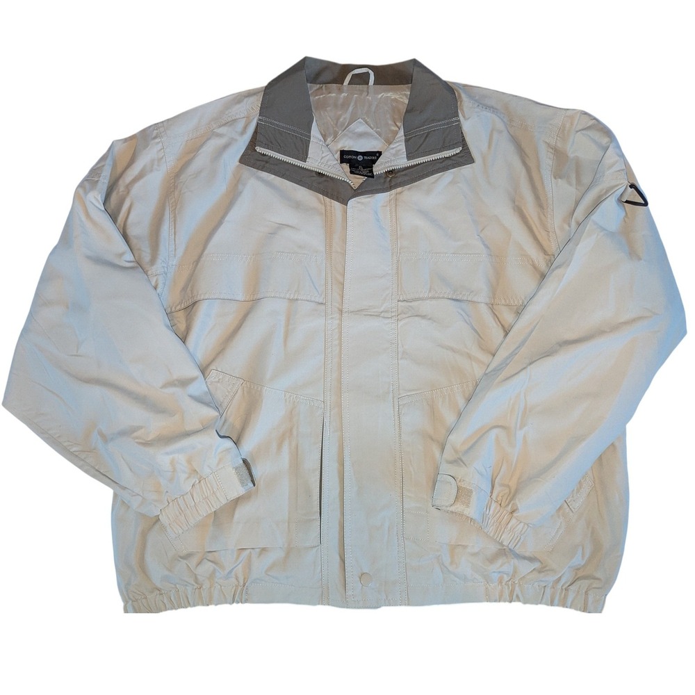 Vintage Mens XL Tan Zip Front Lightweight Windbreaker Bomber Jacket‎ Grandpacore